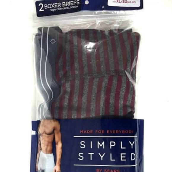 Simply Styled Men's 2-Pack Boxer Briefs Grey & Red XL/EG